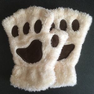 animal paw fingerless gloves